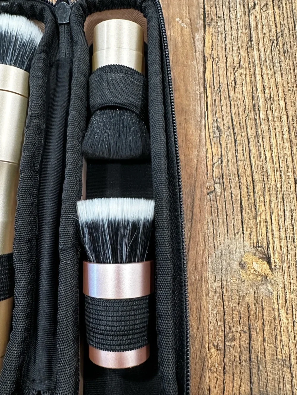 Travel Retractable Makeup Brush Set - Champagne Gold & Rose